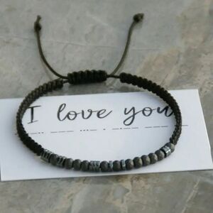 Morse Code "I Love You" Bracelet for Him – Natural Stone Bead Jewelry, Gift Idea